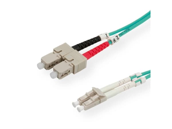 ROLINE Fibre Optic Jumper Cable, 50/125µm, LC/SC, OM3, turquoise 0.5m, LC, SC