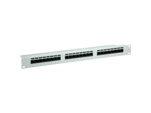 Value Cat.6/Class E 19" Patch Panel, 24 Ports, UTP light grey, Harmaa