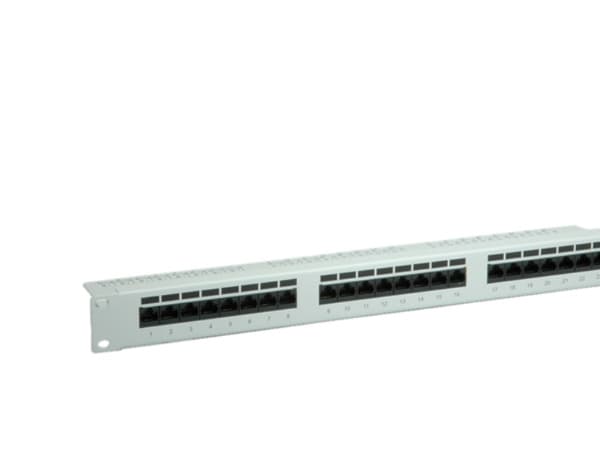 Value Cat.6/Class E 19" Patch Panel, 24 Ports, UTP light grey, Harmaa Harmaa