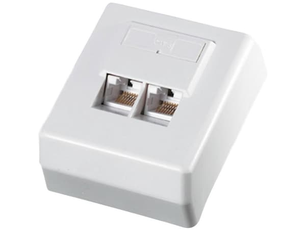 ROLINE Surface Mount Wall Jack, Cat.6, unshielded white, Hvit, Plast