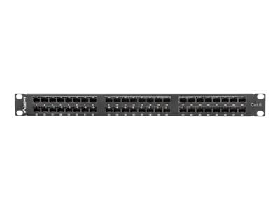 Lanberg PPU6-1048-B - Koblingspanel - CAT 6 - UTP - RJ-45 X 48 - RAL 9004, svart - 1U - 19"