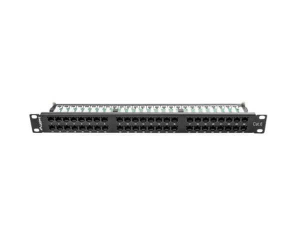 Lanberg PPU6-1048-B - Koblingspanel - CAT 6 - UTP - RJ-45 X 48 - RAL 9004, svart - 1U - 19"
