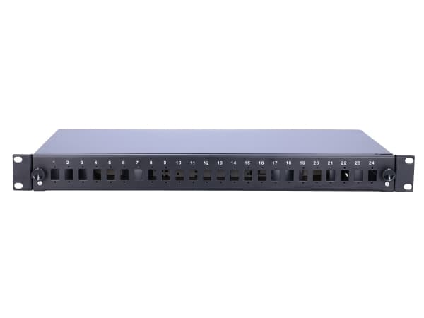 Extralink 24 CORE FIBER OPTIC PATCH PANEL BLACK, Passiv fiber TAP, LC, LC (UPC), SC, Sort, Stål, Reolmontering, 1U