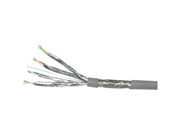 VOKA Kabelwerk 10256600-100 Strømkabel CAT 7 S/FTP 4 x 2 x 0.128 mm² Grå 100 m