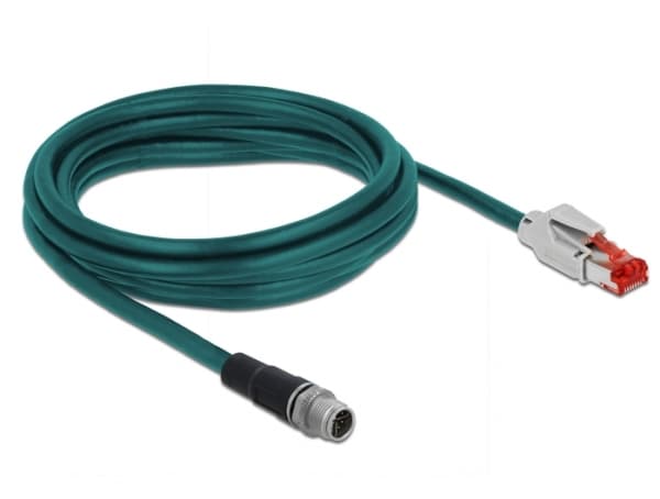 Delock - Nettverkskabel - 8 pin M12-X (hann) til RJ-45 (hann) - 3 m - SF/UTP - CAT 5e - vannblå