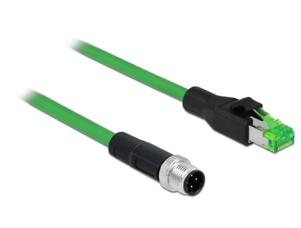 Delock - Nätverkskabel - 4 stifts M12 (hane) till RJ-45 (hane) - 2 m - trippelskärmad - grön