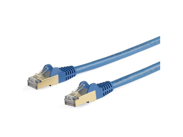 StarTech.com 5m CAT6A Ethernet Cable, 10 Gigabit Shielded Snagless RJ45 100W PoE Patch Cord, CAT 6A 10GbE STP Network Cable w/Strain Relief, Blue, Fl