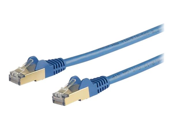StarTech.com 5m CAT6A Ethernet Cable, 10 Gigabit Shielded Snagless RJ45 100W PoE Patch Cord, CAT 6A 10GbE STP Network Cable w/Strain Relief, Blue, Fl