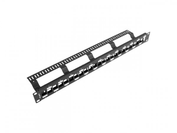 Lanberg PPKS-1224-B - Pluggbord (blankt) - rackmonterbar - svart - 1U - 19" - 24 porter