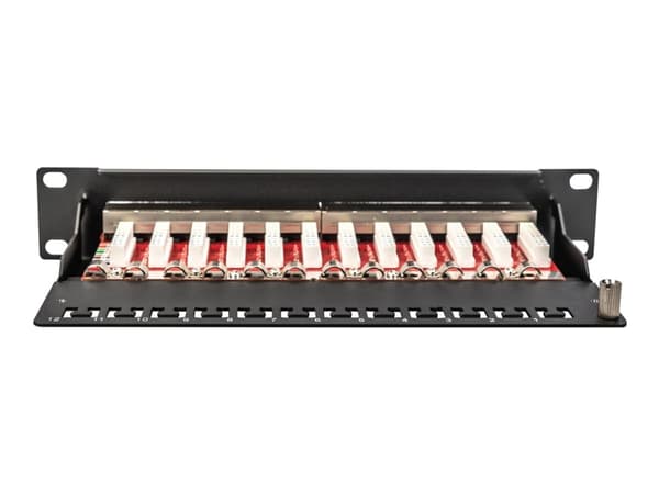 DIGITUS DN-91612S-EA - Koblingspanel - rackmonterbar - CAT 6a - STP - RJ-45 X 12 - svart, RAL 9005 - 1U - 10"