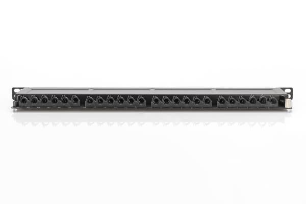 DIGITUS DN-91624S-SL-EA - Koblingspanel - CAT 6a - STP - RJ-45 X 24 - svart, RAL 9005 - 0.5U - 19"