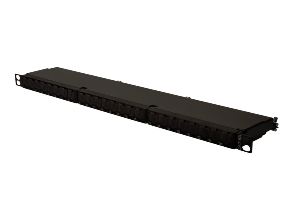 DIGITUS DN-91624S-SL-EA - Patch-panel - CAT 6a - STP - RJ-45 X 24 - sort, RAL 9005 - 0,5U - 19"