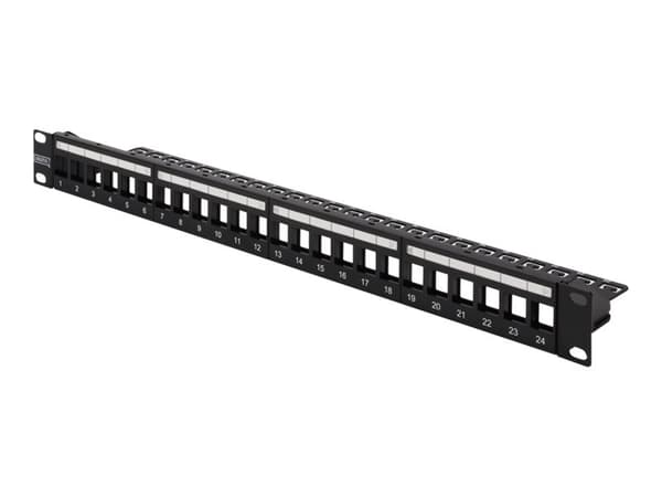 DIGITUS Professional DN-91411-LF - Kopplingspanel (tom) - rackmontering - STP - svart, RAL 9005 - 1U - 19" - 24 portar Svart