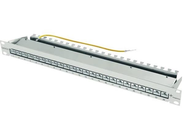 Telegärtner MPP24-HS K - Koblingspanel - CAT 6a - STP - RJ-45 X 24 - lysegrå, RAL 7035 - 1U - 19"