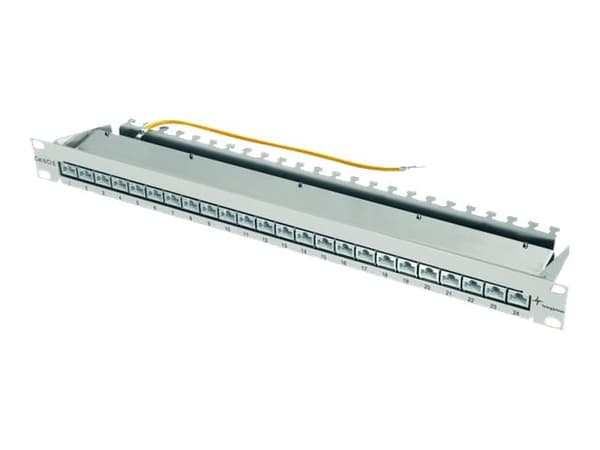 Telegärtner MPP24-HS K - Koblingspanel - CAT 6a - STP - RJ-45 X 24 - lysegrå, RAL 7035 - 1U - 19" Grå