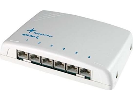 Telegärtner Mini Distributor MPD6-HS K - Kabelfordelingsboks - veggmonterbar, kanalmonterbar, DIN-skinnemonterbar - CAT 6a - STP - RJ-45/RJ-11/RJ-12