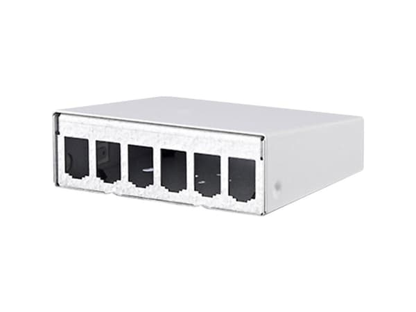 BTR E-DAT modul - Overflatemonteringsboks for nettverk - veggmonterbar - CAT 6a - ren hvit, RAL 9010 - 6 porter
