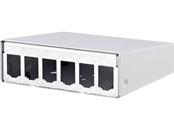 BTR E-DAT modul - Overflatemonteringsboks for nettverk - veggmonterbar - CAT 6a - ren hvit, RAL 9010 - 6 porter