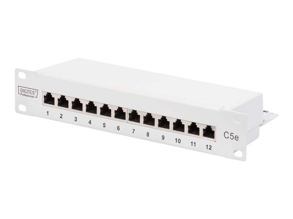 DIGITUS Professional DN-91512S-G - Patch-panel - CAT 5e - STP - RJ-45 X 12 - grå, RAL 7035 - 1U - 10"