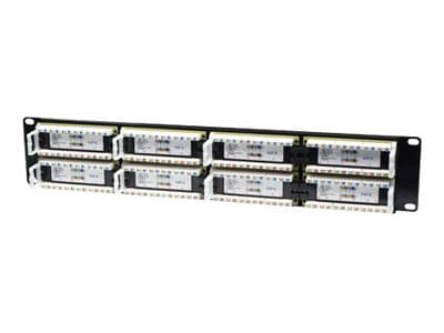 Intellinet Patch Panel, Cat6, UTP, 48-Port, 2U, Black - Koblingspanel - CAT 6 - UTP - RJ-45 X 48 - svart - 2U - 19" Sort