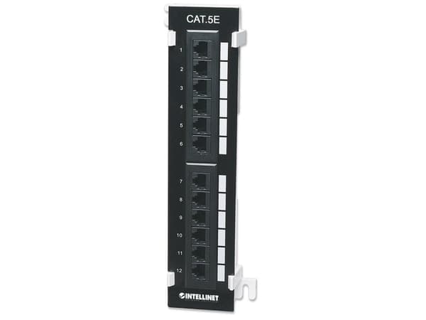 Intellinet 162470, IEEE 802.3, IEEE 802.3ab, IEEE 802.3u, 10/100/1000BASE-T(X), Gigabit Ethernet, Cat5e, Cat6a, Sort, Reolmontering