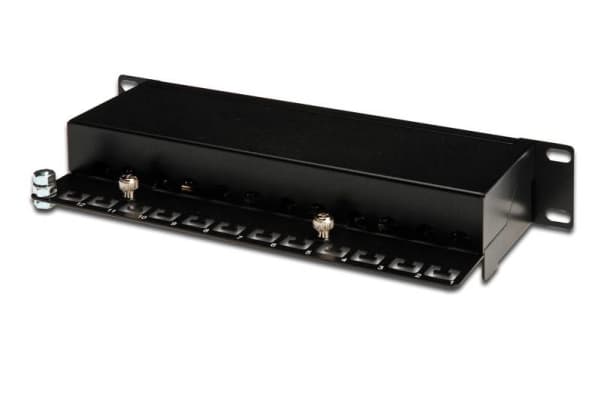DIGITUS DN-91612S - Patch-panel - CAT 6 - RJ-45 X 12 - svart, RAL 9005 - 1U