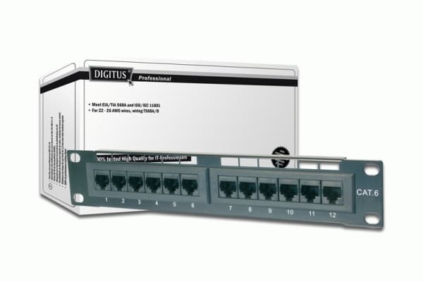 DIGITUS DN-91512S - Liitäntäpaneeli - CAT 5e - RJ-45 X 12 - 1U - 10"