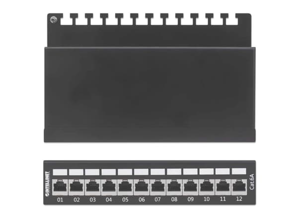 Intellinet 720915, IEEE 802.3, IEEE 802.3ab, IEEE 802.3u, 10/100/1000Base-T(X), 1000 Mbps, Gold, Cat6a, 23/24/25/26
