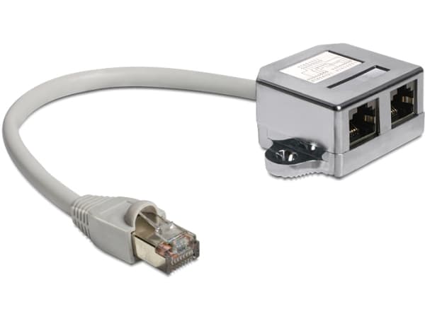 Delock RJ45 Port Doubler - Ethernet 100Base-TX-splitter - RJ-45 (hann) til RJ-45 (4-pin) (hunn) - 15 cm