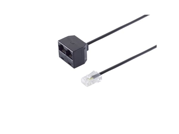 S-Conn 0.1m RJ45 - 2x RJ45, Kabelkniv, Svart, Transparent, RJ45 - 2x RJ45, 100 mm