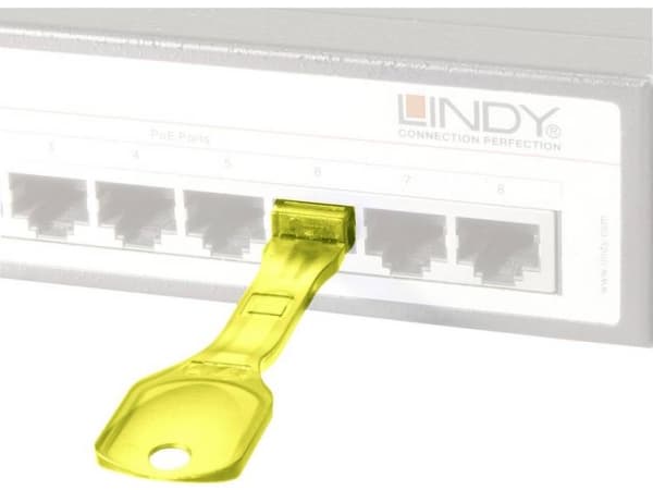 Lindy 40482, Portblokkering + nøkkel, RJ-45, Gult, 10 stykker, 10 g