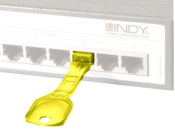 Lindy 40482, Portblokkering + nøkkel, RJ-45, Gult, 10 stykker, 10 g