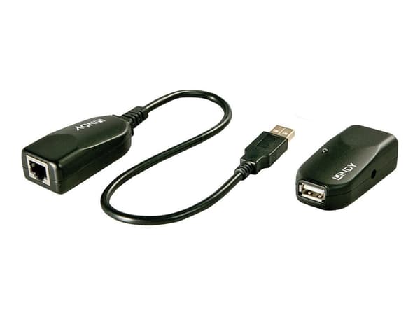 LINDY USB 2.0 CAT5 Extender (Transmitter and Receiver units) - USB-förlängningskabel - USB, USB 2.0 - upp till 50 m