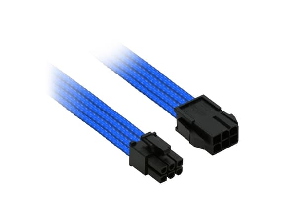 Nanoxia Single Sleeve - Strømforlengelseskabel - 6-pins PCIe-strøm (hann) til 6-pins PCIe-strøm (hunn) - 30 cm - låst - blå
