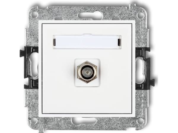 Karlik MINI Enkel antennekontakt, type F (SAT), forniklet hvit MGF-1
