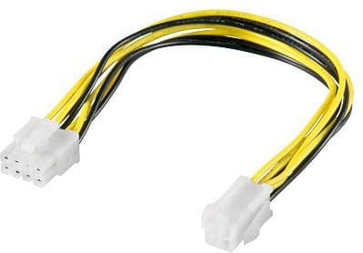 PremiumCord ATX/EPS 4-pinners - ATX/EPS 8-pinners, 0,24m, gul (kn-16)