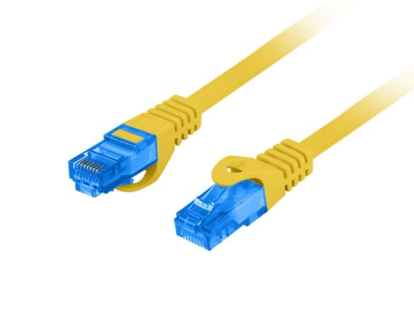 Lanberg - Koblingskabel - RJ-45 (hann) til RJ-45 (hann) - 15 m - S/FTP - CAT 6a - formstøpt, uten hindringer - gul, RAL 1016