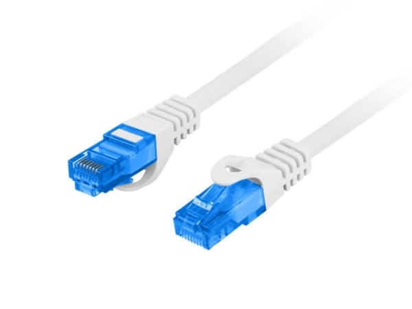 Lanberg - Patch-kabel - RJ-45 (hane) till RJ-45 (hane) - 15 m - 6 mm - S/FTP - CAT 6a - formpressad, tvinnad, hakfri, halogenfri - RAL 9010, vit