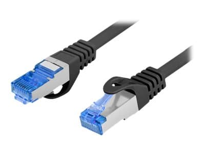 Lanberg - Liitäntäkaapeli - RJ-45 (uros) RJ-45 (uros) - 50 cm - 6 mm - S/FTP - CAT 6a - halogeeniton, muotoiltu, solmuton, säikeistetty - musta, RAL
