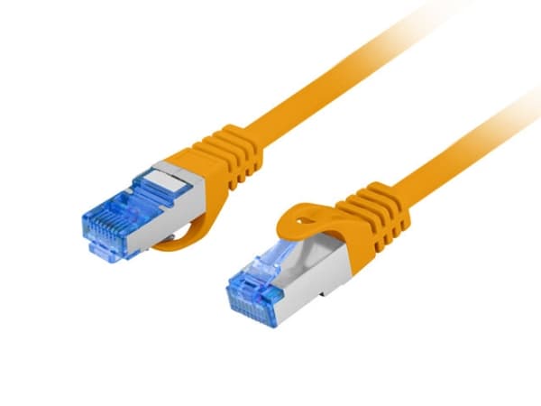 Lanberg - Koblingskabel - RJ-45 (hann) til RJ-45 (hann) - 5 m - 6 mm - S/FTP - CAT 6a - formstøpt, flertrådet, uten hindringer - RAL 1028, oransje