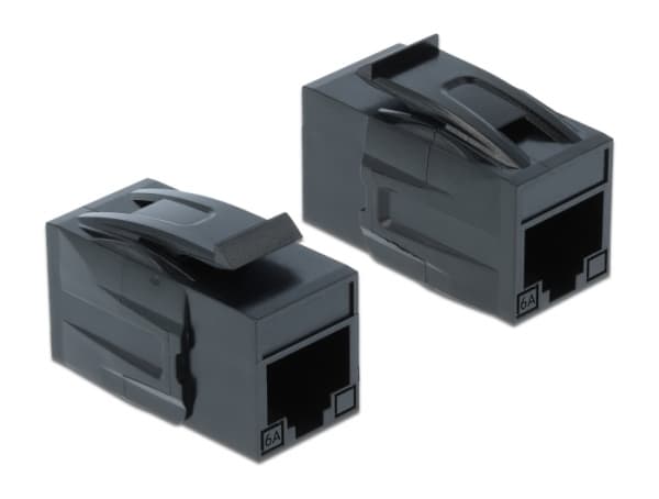 Delock Keystone Module RJ45 jack > RJ45 jack Cat.6A - Modulinnlegg (kopling) - CAT 6a - UTP - RJ-45 - svart