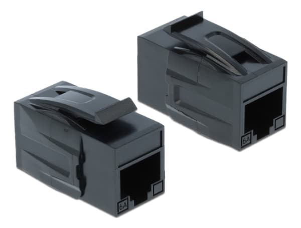Delock Keystone Module RJ45 jack > RJ45 jack Cat.6A - Modulinnlegg (kopling) - CAT 6a - UTP - RJ-45 - svart