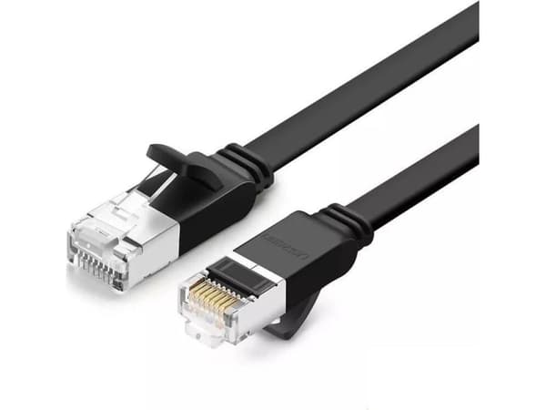 UGREEN platt nätverkskabel med metallkontakter, Ethernet RJ45, Cat.6, UTP, 5m (svart)