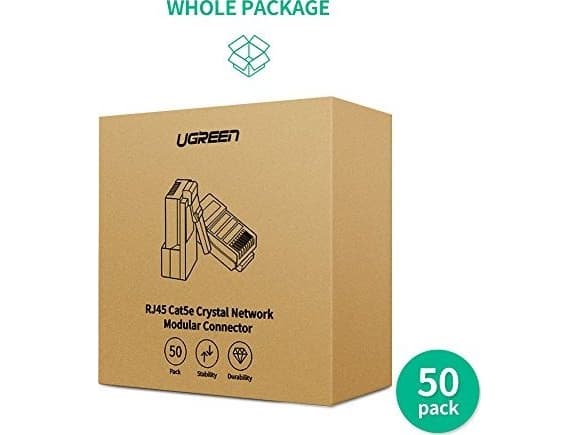 RJ45 UGREEN Ethernet-kontakt, 8P/8C, Cat.5/5e, UTP (50 st)