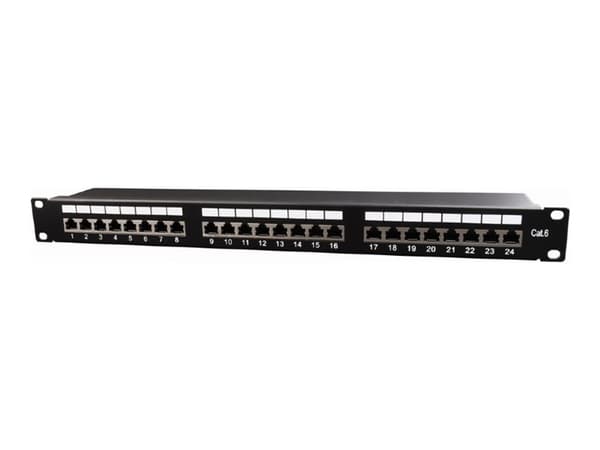 Gembird NPP-C624-002 - Patchpanel med kabelstyring - CAT 6 - STP - svart - 1U - 19" - 24 porter