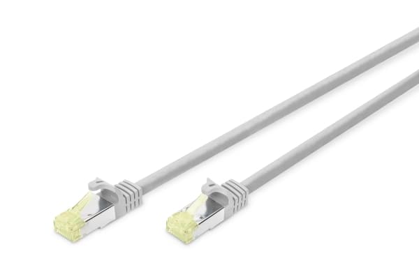 DIGITUS - Patch-kabel - RJ-45 (hane) till RJ-45 (hane) - 3 m - SFTP - CAT 6a - startad, halogenfri, formpressad, hakfri - grå