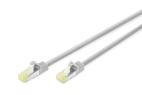 DIGITUS - Patch-kabel - RJ-45 (hane) till RJ-45 (hane) - 3 m - SFTP - CAT 6a - startad, halogenfri, formpressad, hakfri - grå