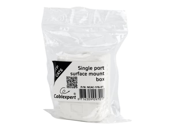 Cablexpert NCAC-1F6-01 - Pinta-asennettava rasia verkkoyhteyksiin - CAT 6 - FTP - RJ-45 - valkoinen - valkoinen