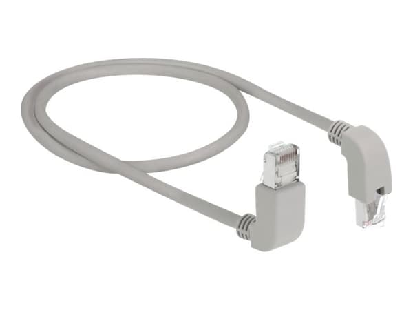 Delock - Koblingskabel - RJ-45 (hann) oppvinklet til RJ-45 (hann) vinklet nedover - 50 cm - S/FTP - CAT 6 - med støvel, halogenfri - grå