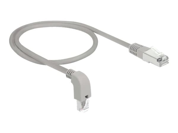Delock - Koblingskabel - RJ-45 (hann) vinklet nedover til RJ-45 (hann) - 50 cm - S/FTP - CAT 6a - med støvel, halogenfri - grå